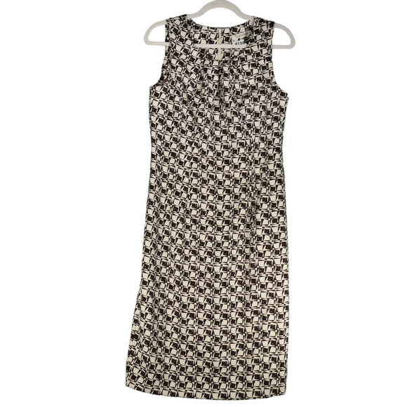 TravelSmith Brown Midi Dress Womens Size 10 Lightweight Sheath Brown and White - Picture 1 of 9
